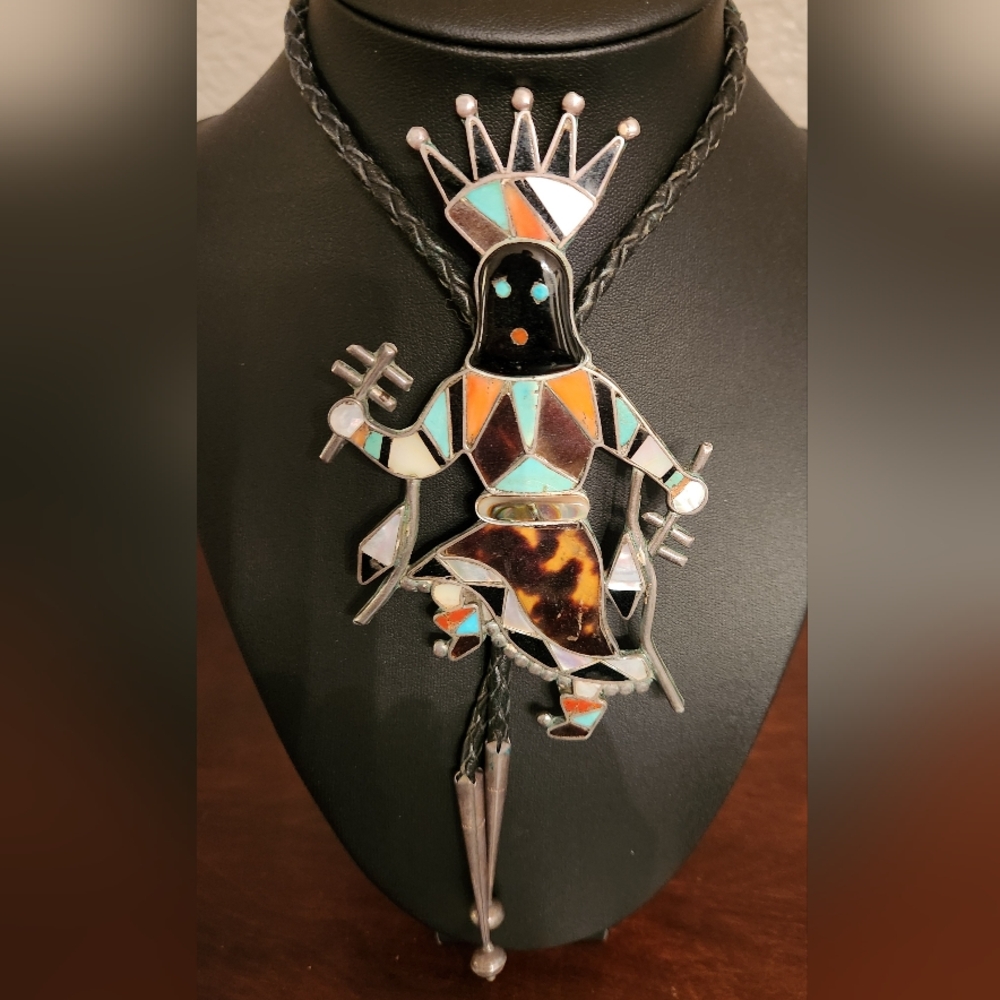 Vintage sterling silver bolo Ghost Ga'an Crown Dancer 5"